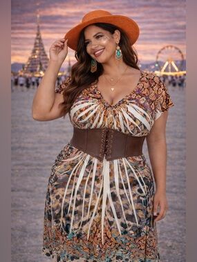 🔥5/$35🔥Boho Glam Statement Dress | Jewel Print | Animal Print | Size M/L